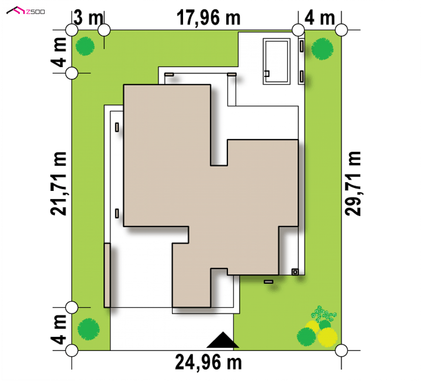 Home project - Parterowy dom nowoczesny z 4 sypialniami oraz wiatą na dwa samochody