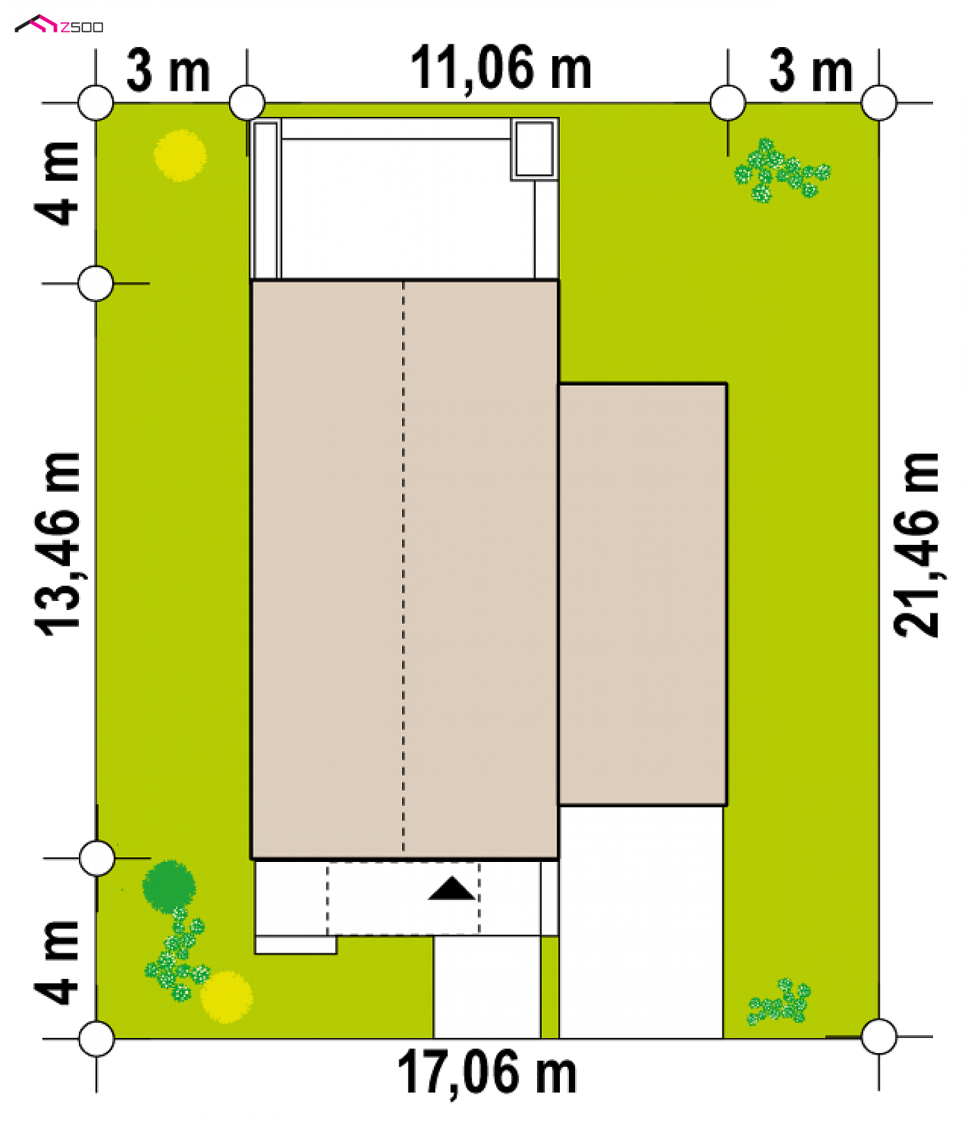 Home project - Projekt domu w zabudowie bliźniaczej z dachem dwuspadowym i bocznym garażem
