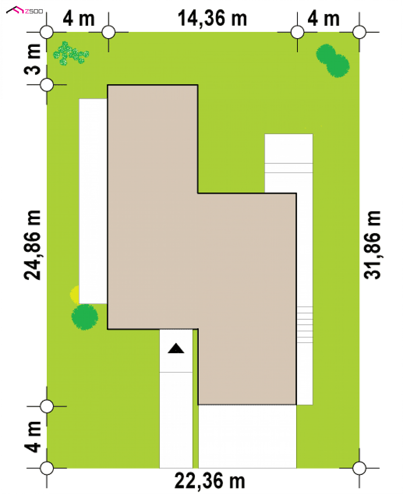 Home project - A modern one-story house with a glass garage visible from the living room