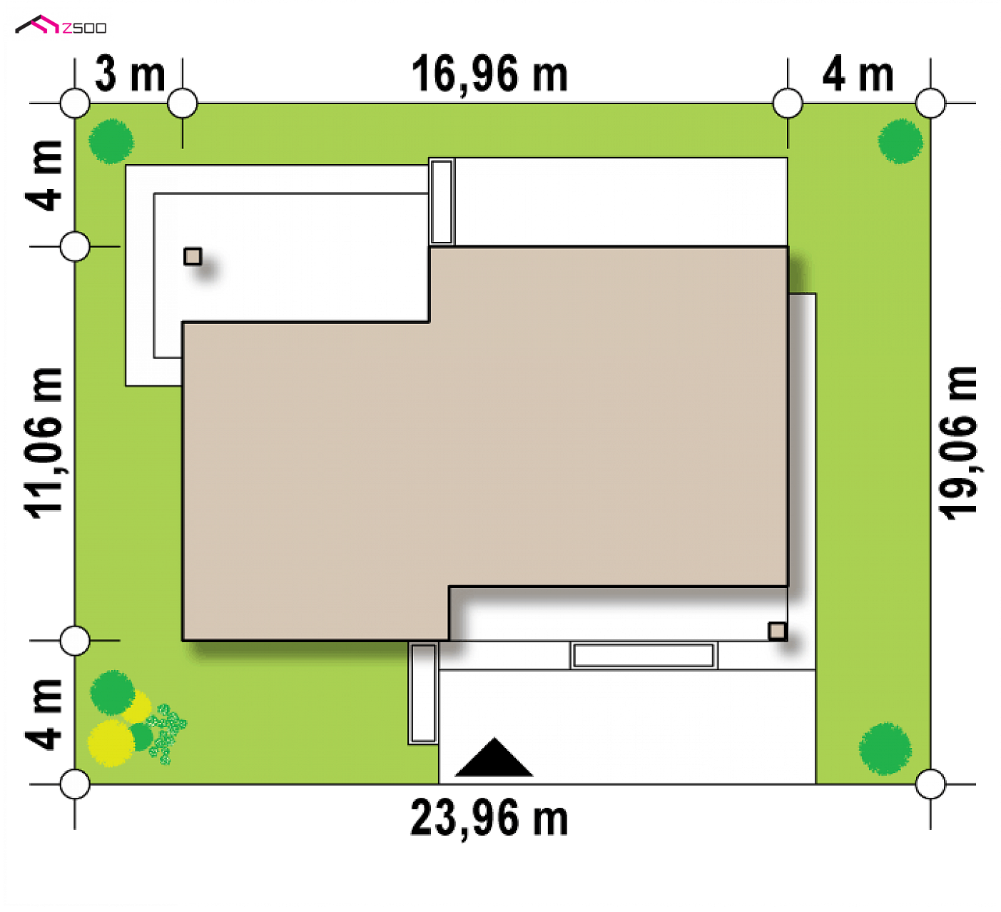 Home project - Dom parterowy z dachem 2-spadowym, 4 sypialniami oraz przestronną strefą dzienną
