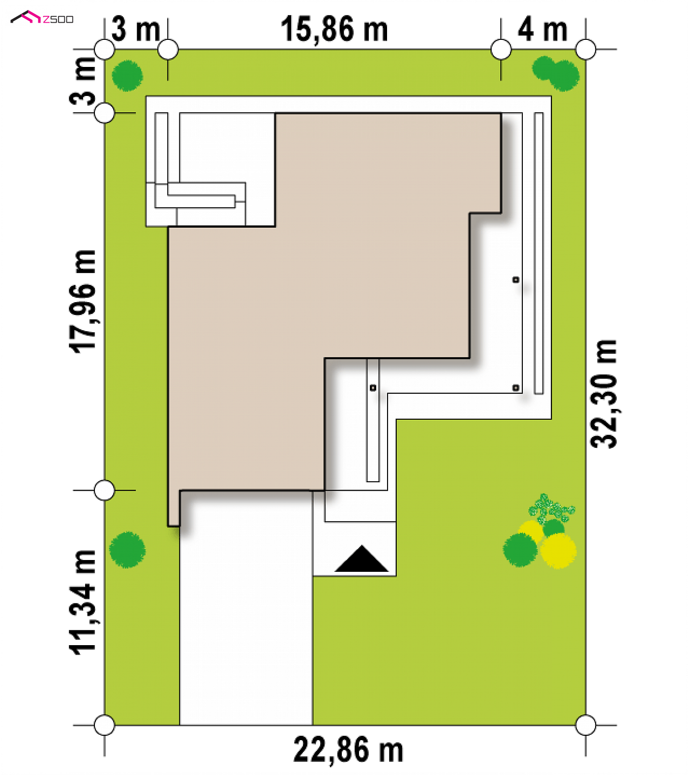 Home project - Nowoczesny dom z półpiętrem, dużymi przeszkleniami i salonem od frontu.