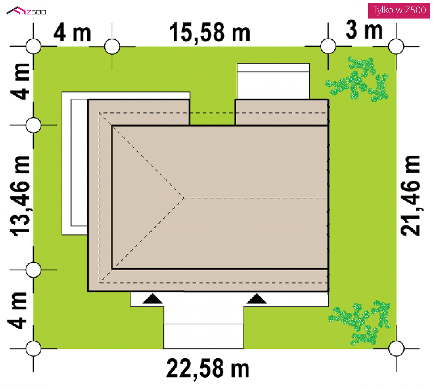 Home project - Segment dwurodzinny z osobnym wejściem, dachem wielospadowym oraz pełnym pietrem