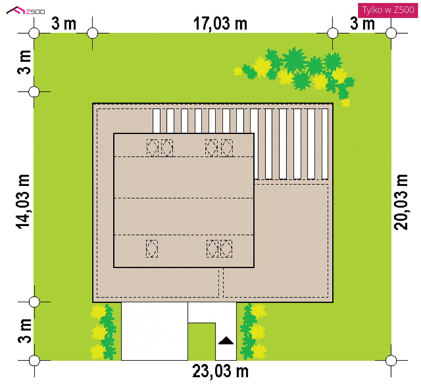 Home project - Współczesny dom z dachem 2-spadowym otoczony tarasem z płaskim zadaszeniem.