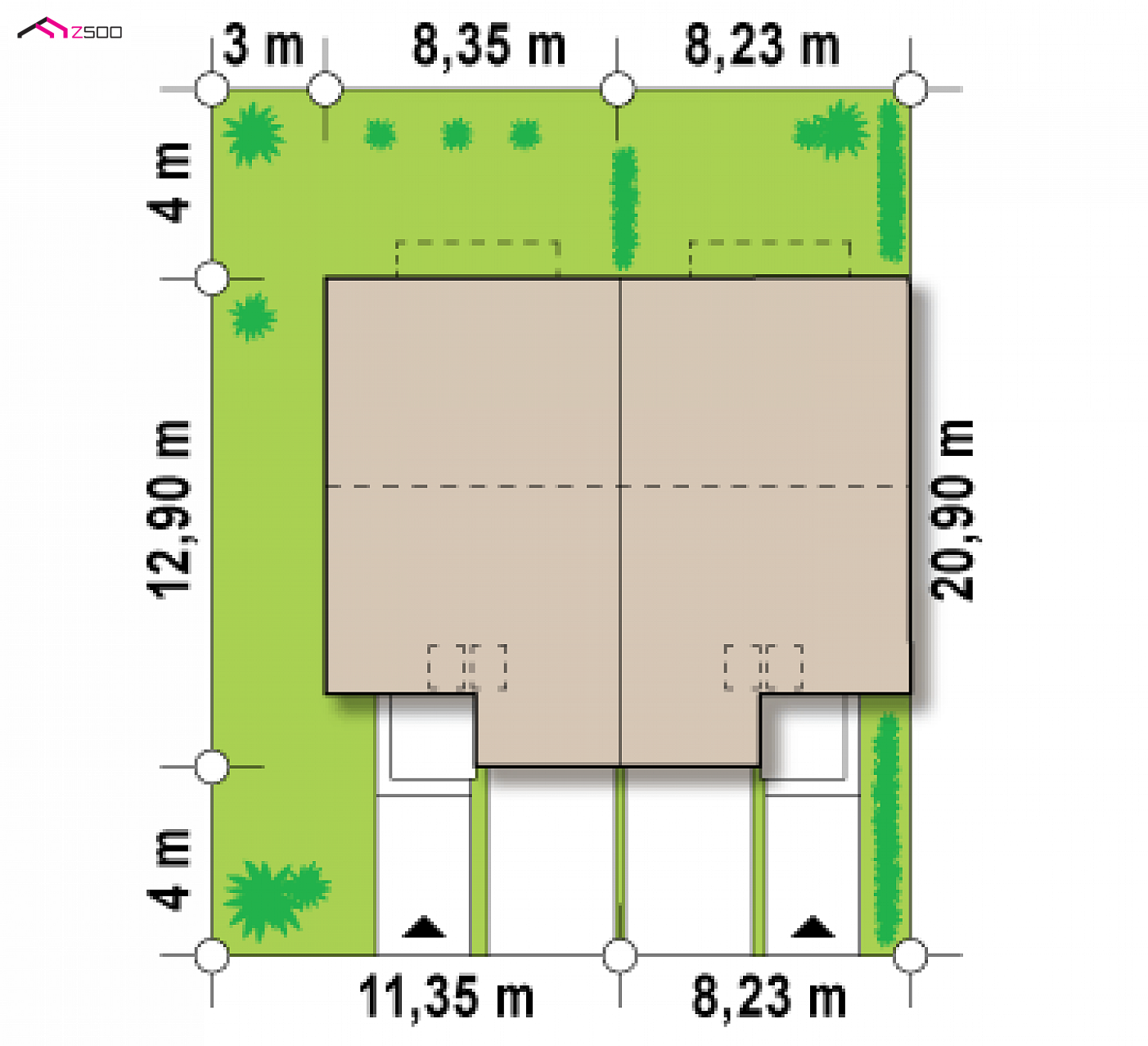 Home project - Townhouses in a modern style, glazed dormer windows and an energy-saving shape.