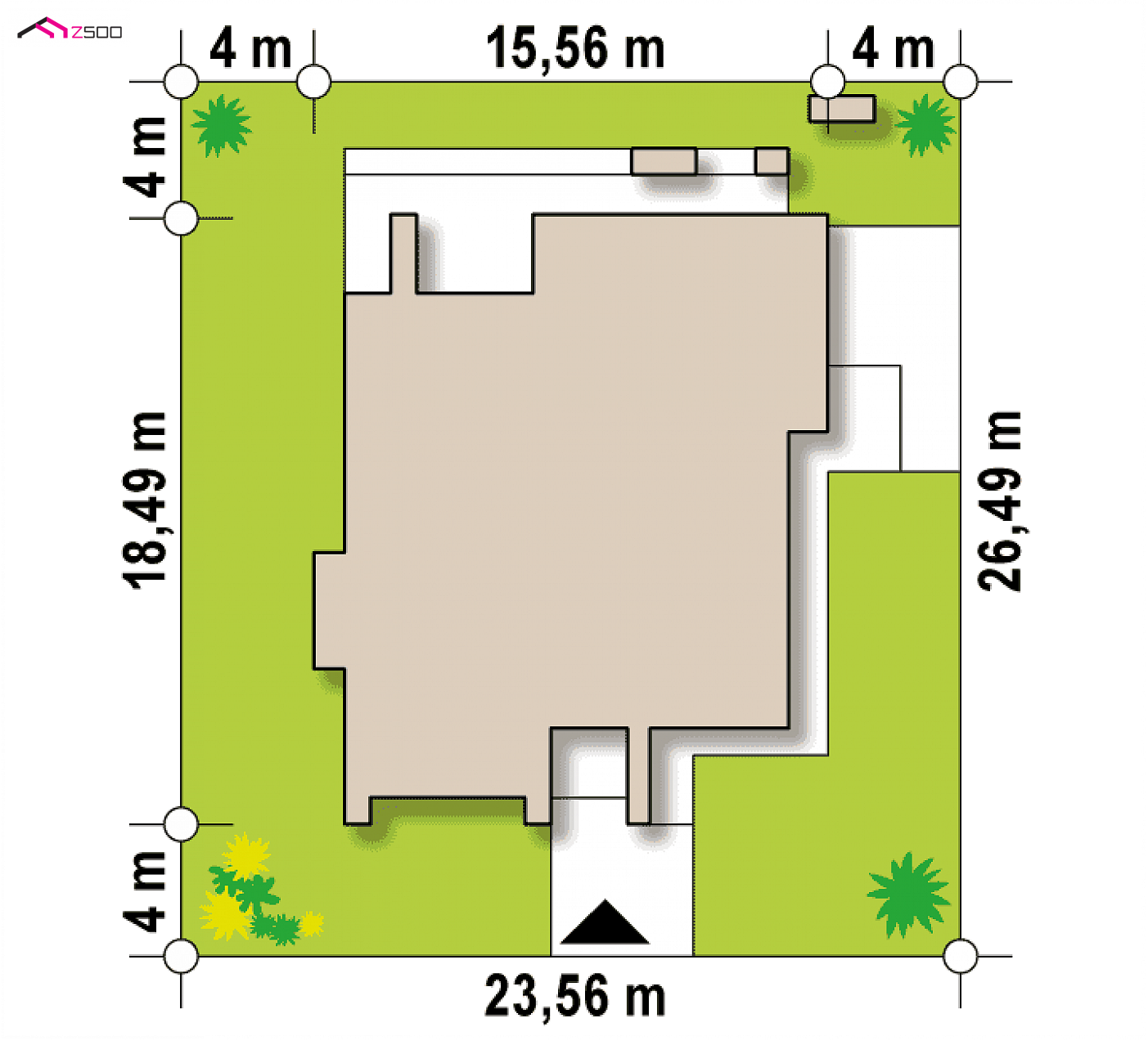 Home project - 2-kondygnacyjny lokal usługowy z dużymi przeszkleniami oraz tarasem na pietrze.