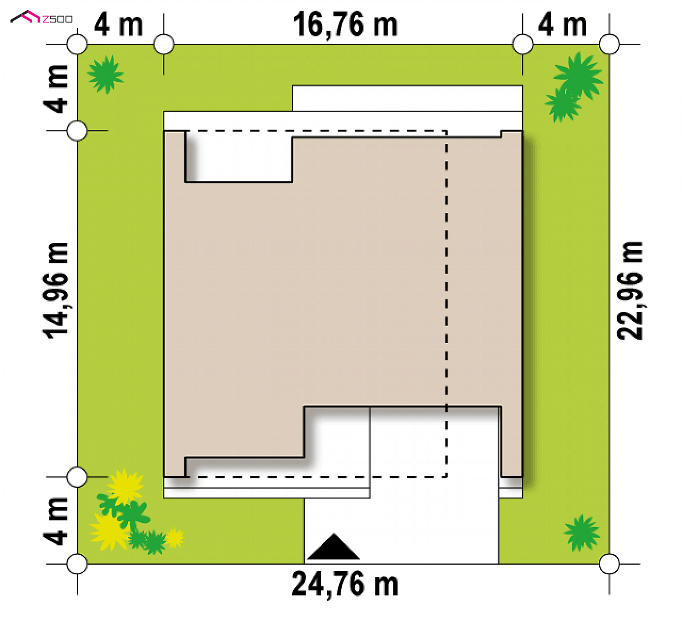 Home project - Powiększony wariant projektu Zx123 z podwójnym garażem, spiżarnią oraz sauną.