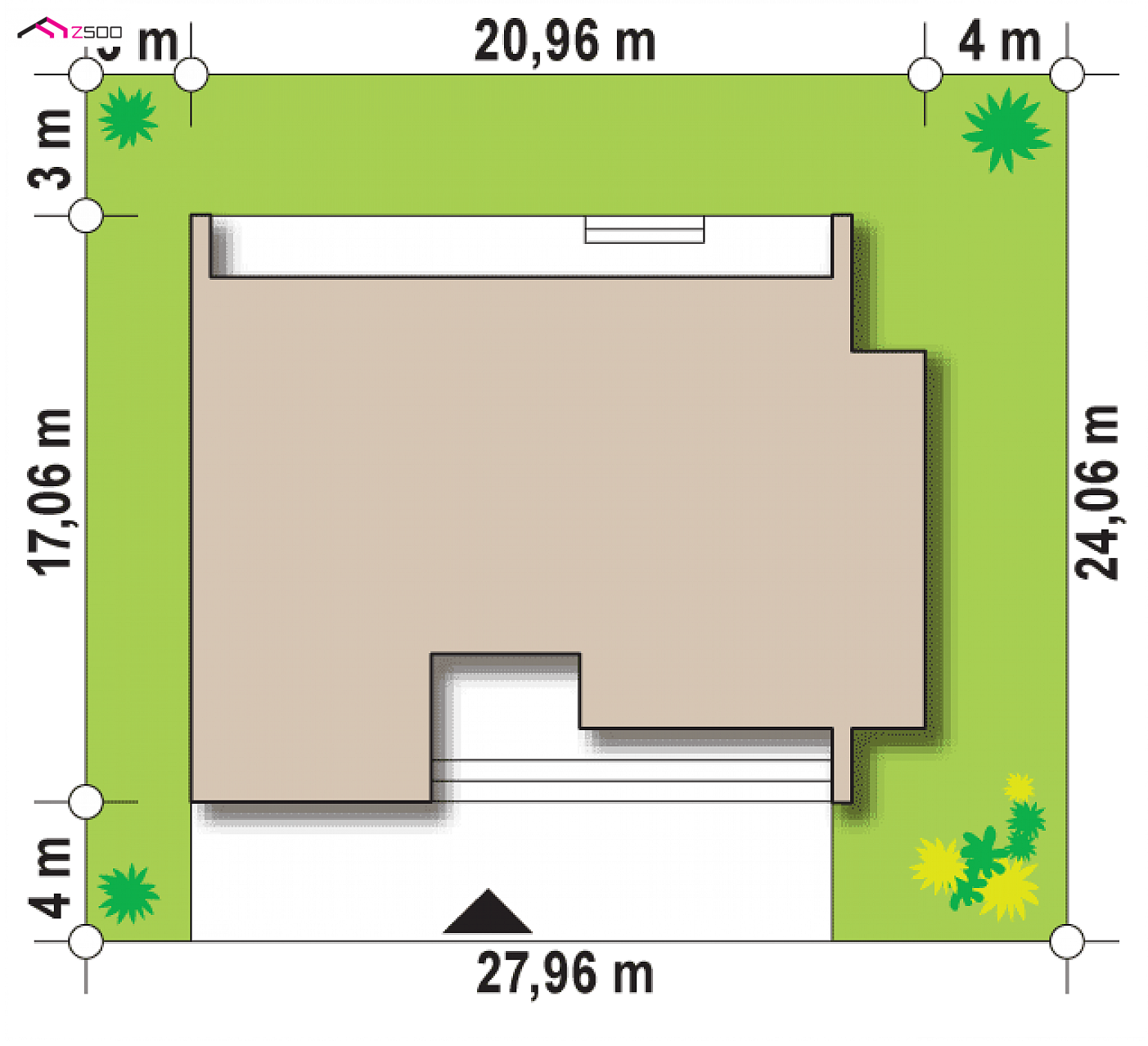 Home project - Nowoczesna parterówka z 4 sypialniami, garażem 2-stanowiskowym i dużymi oknami.