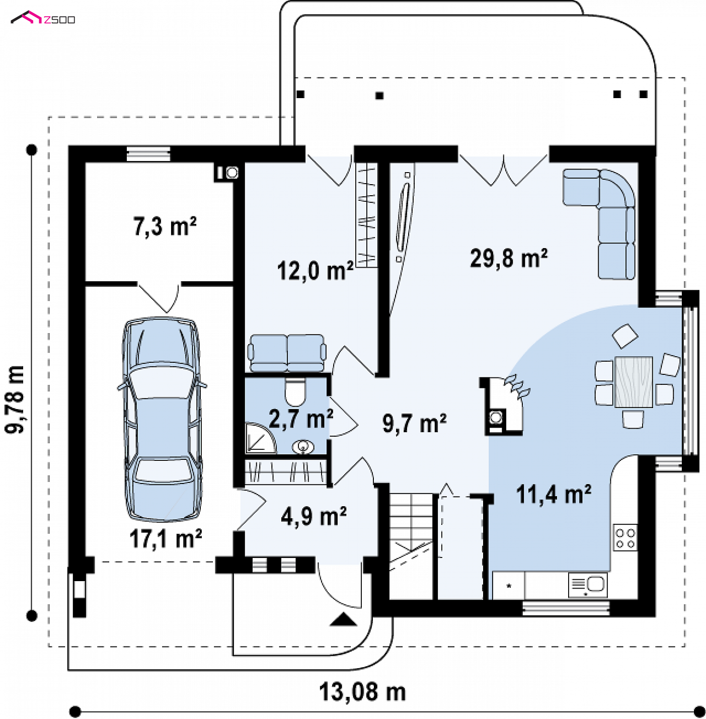 Home project - Kompaktowy dom z garażem i wykuszem, ekonomiczny w budowie.