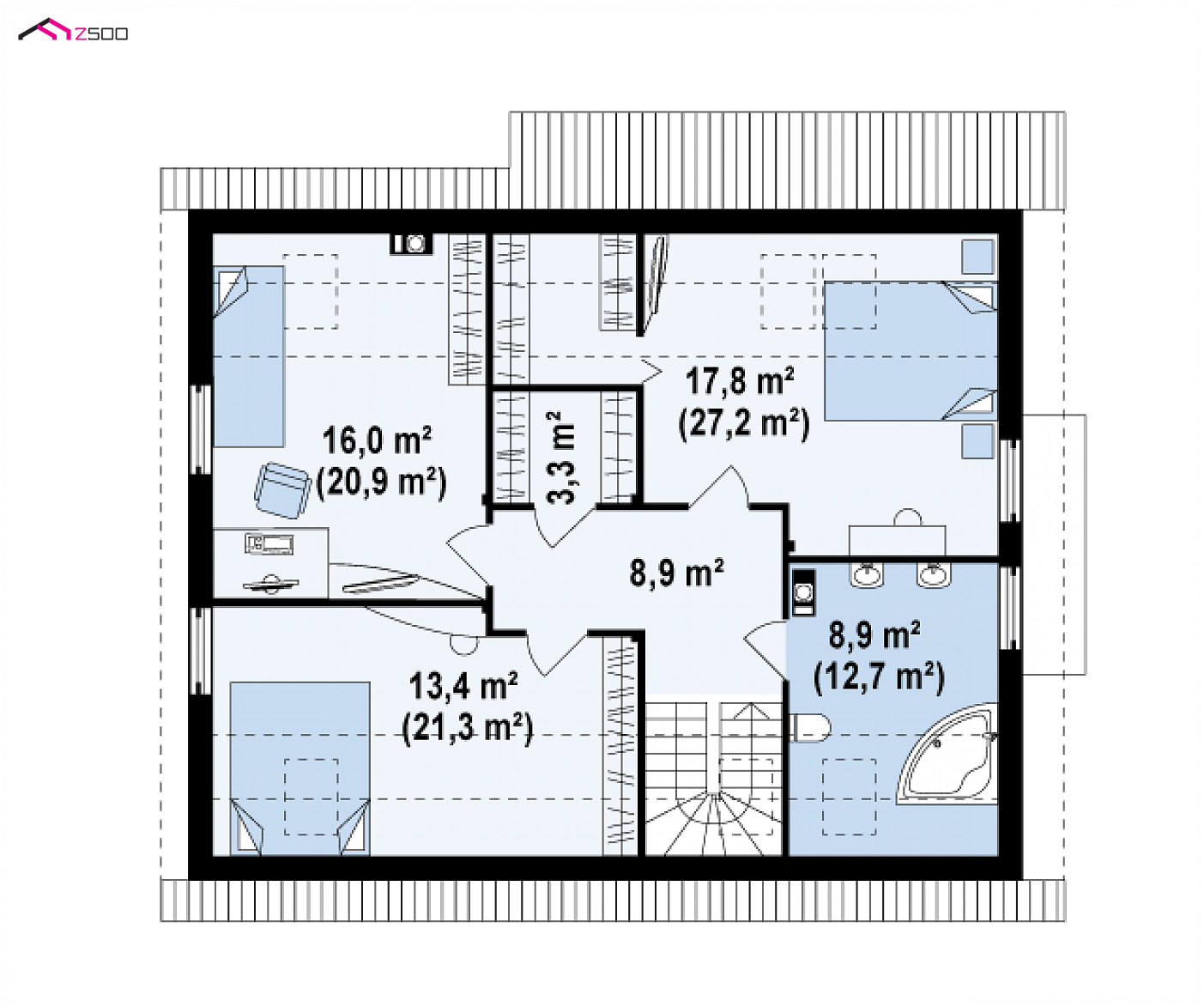 Home project - Kompaktowy dom z garażem i wykuszem, ekonomiczny w budowie.