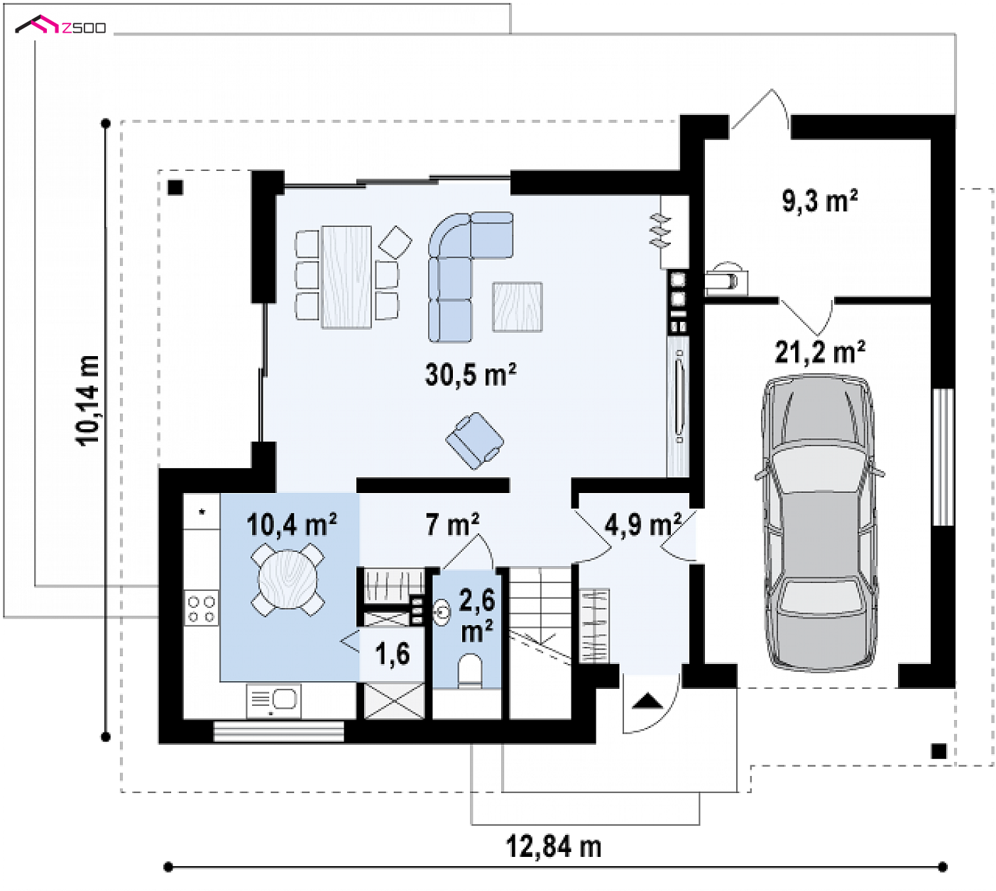 Home project - Wygodny dom z poddaszem użytkowym, dużą kuchnią oraz kotłownią na paliwo stałe.