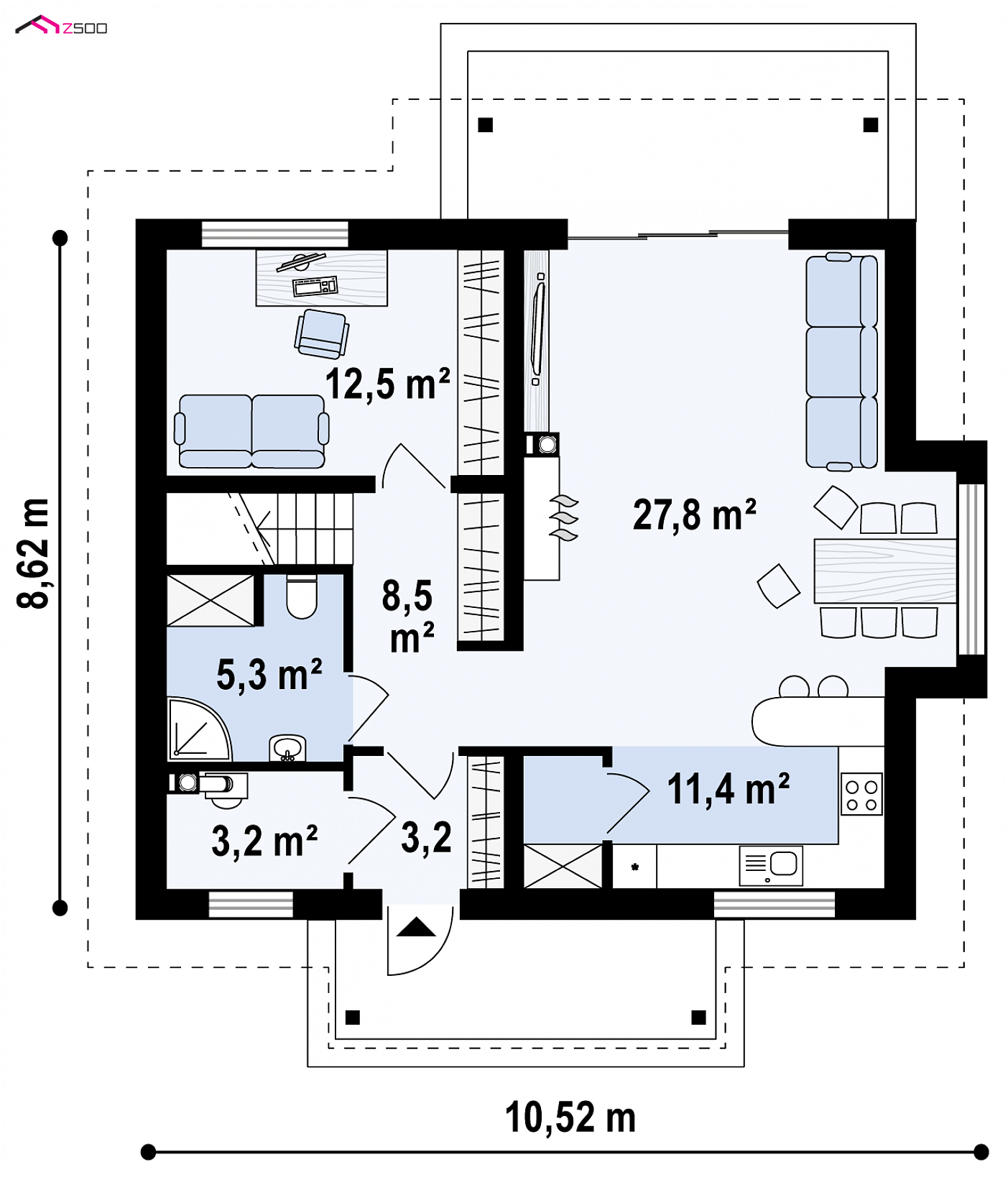 Home project - Funkcjonalny dom z wykuszem, także na małą działkę.