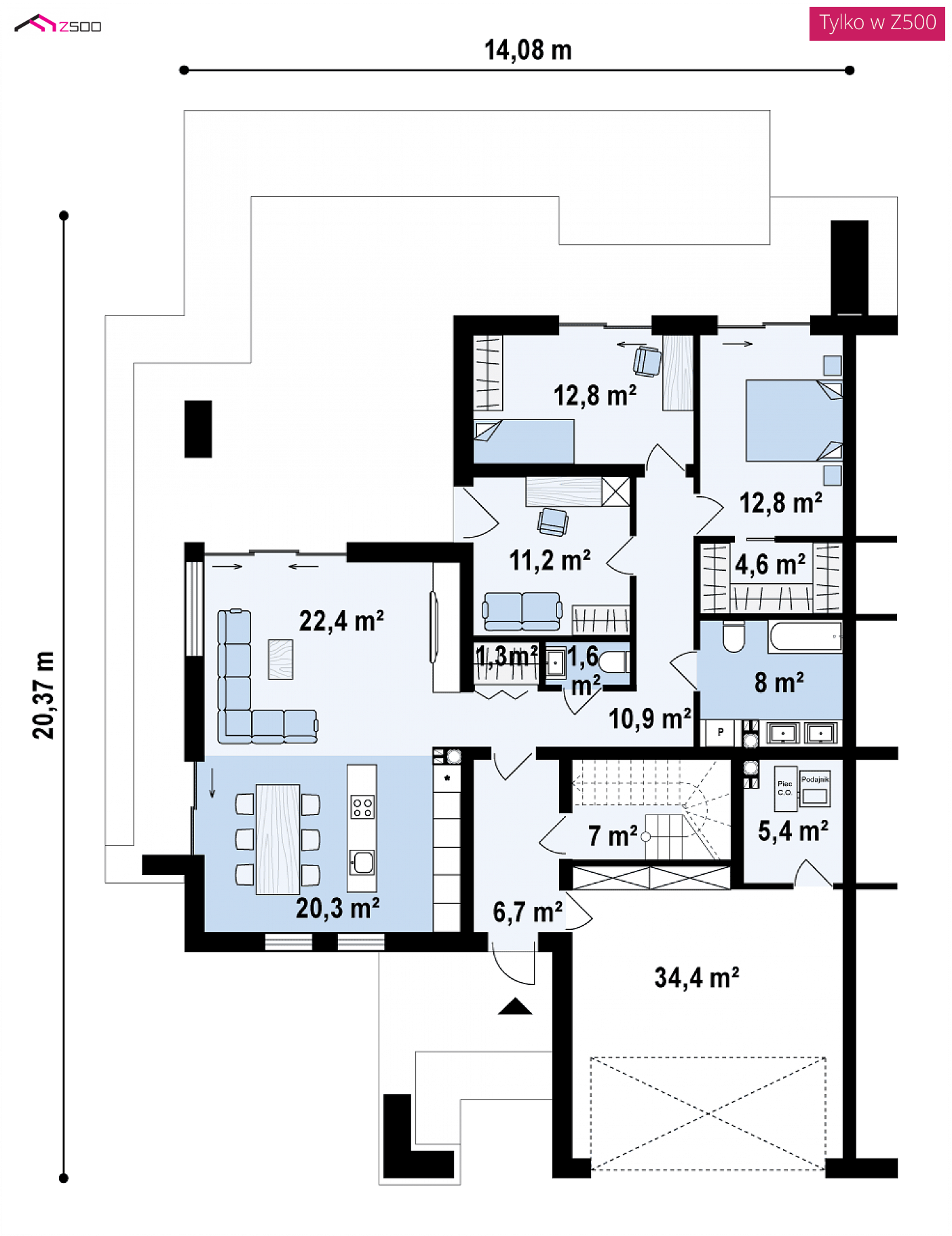 Home project - Nowoczesny bliźniak dwurodzinny z płaskim dachem oraz garażem dwustanowiskowym.