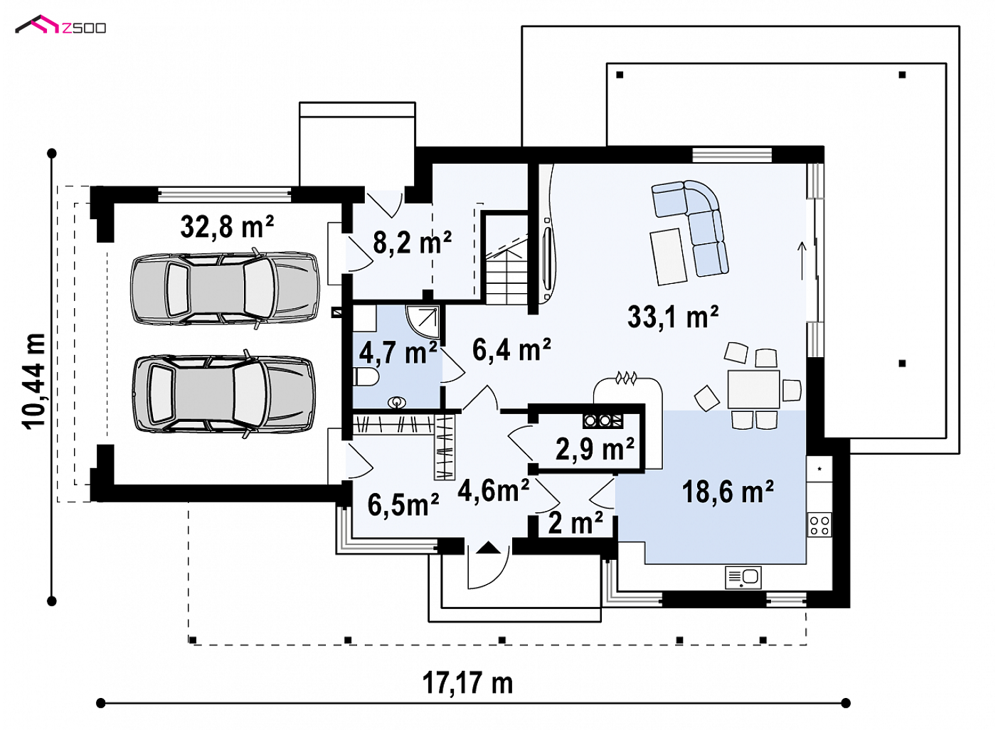 Home project - Nowoczesny dom piętrowy z garażem od frontu i przestronnym wnętrzem.