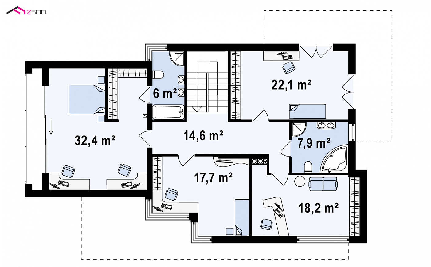 Home project - Nowoczesny dom piętrowy z garażem od frontu i przestronnym wnętrzem.