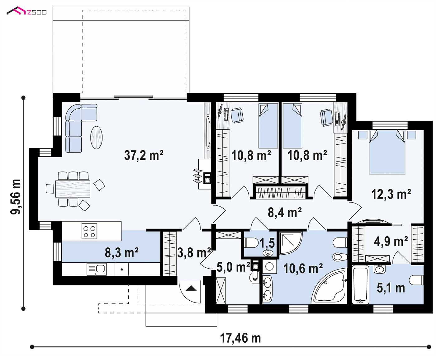 Home project - Komfortowy dom parterowy w technologii H-Block firmy Solcraft