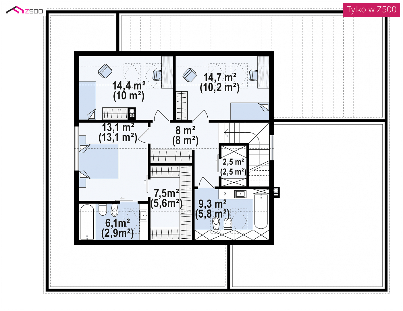 Home project - Współczesny dom z dachem 2-spadowym otoczony tarasem z płaskim zadaszeniem.