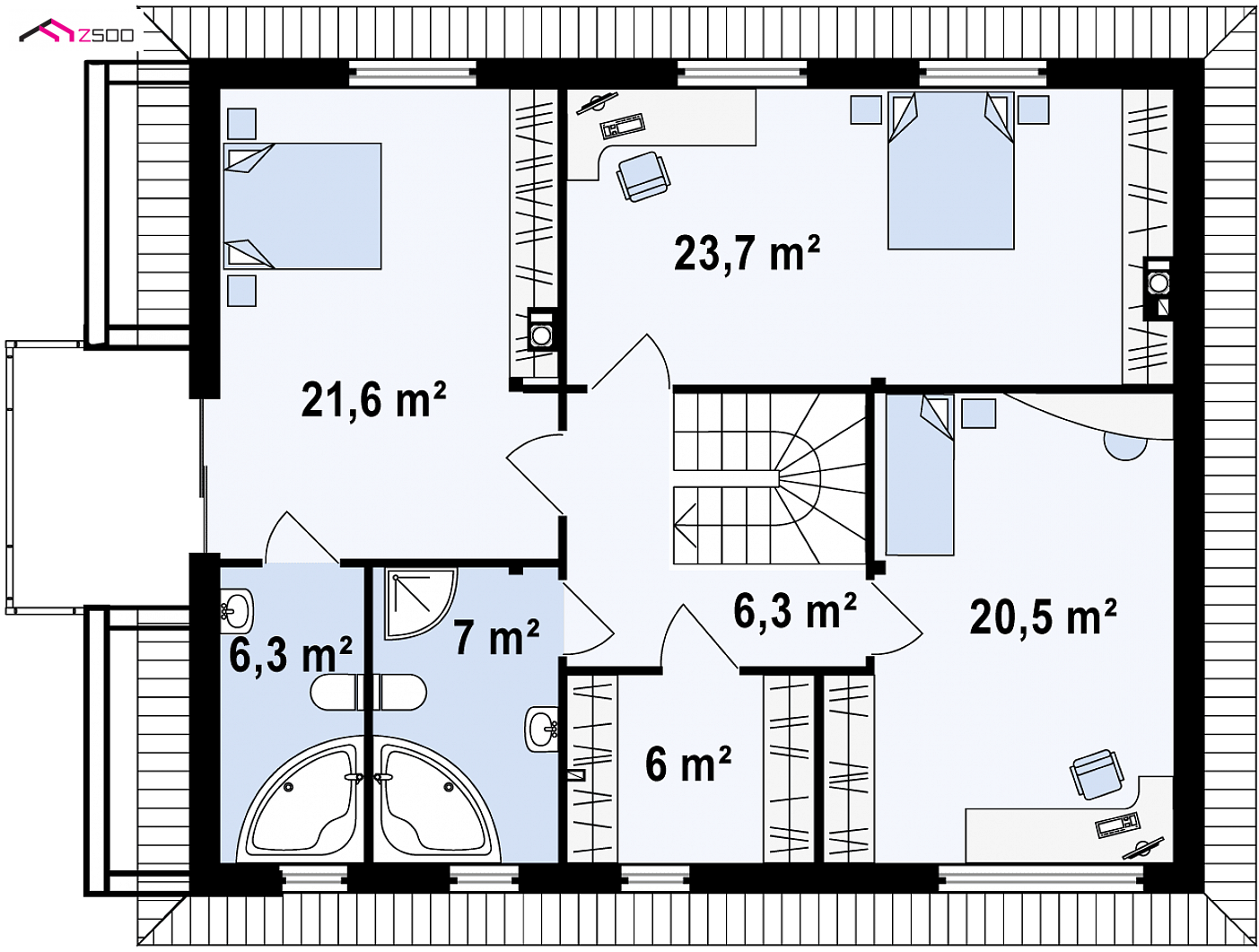 Home project - Współczesna willa z pełnym piętrem, dużym salonem i kuchnią oraz garażem w bryle