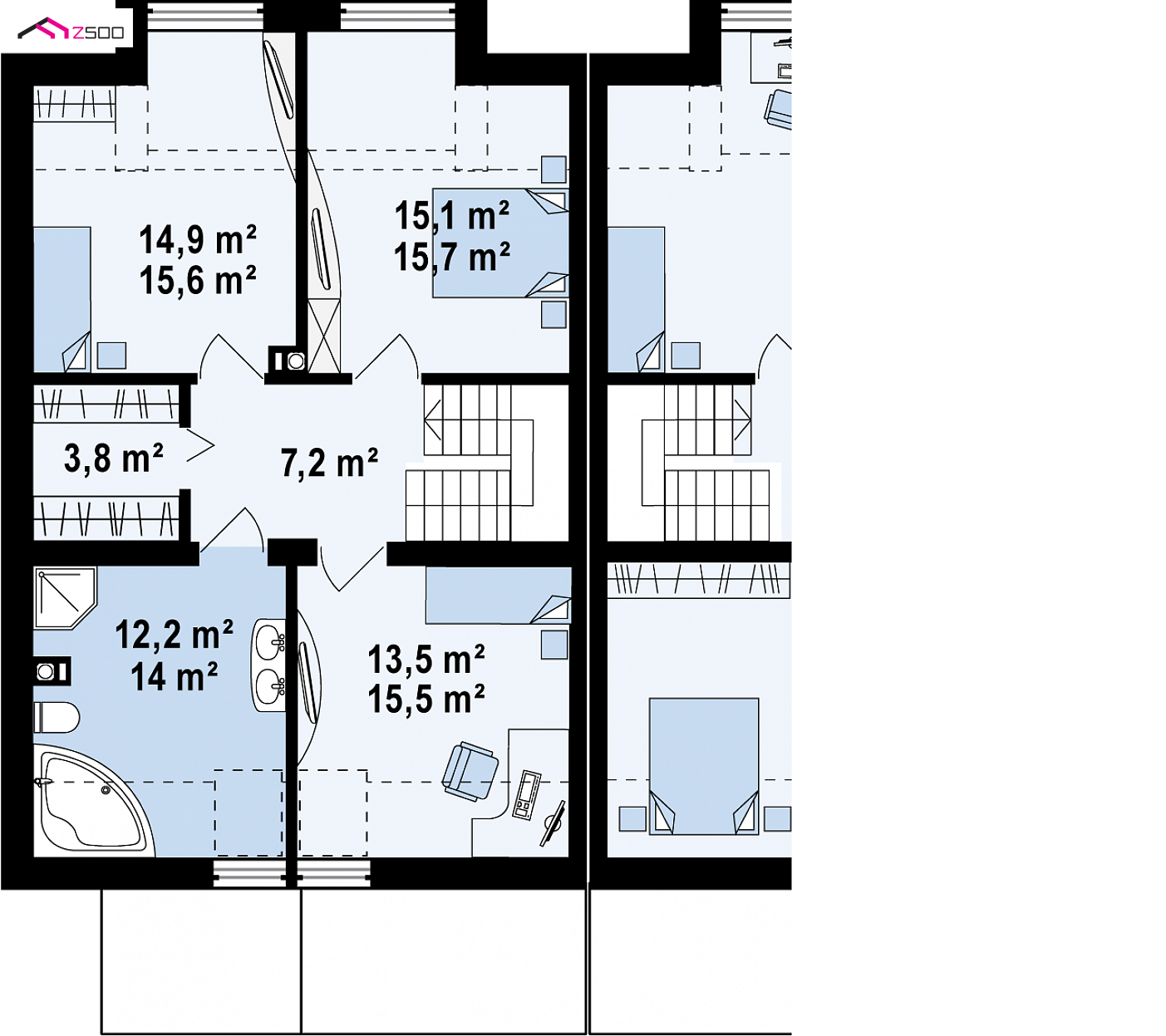 Home project - Townhouses in a modern style, glazed dormer windows and an energy-saving shape.