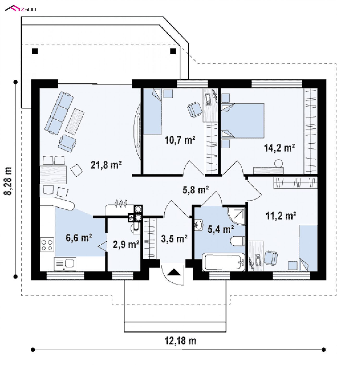 Home project - Wersja projektu Z7 w technologii murowanej z kątem nachylenia dachu 35 stopni