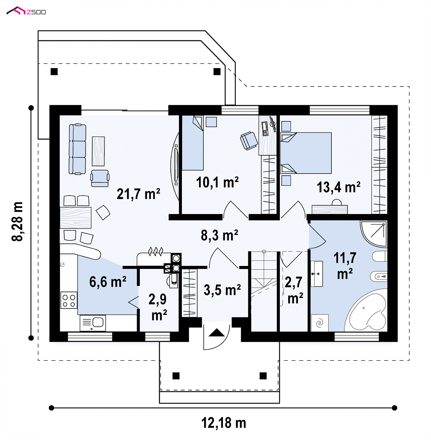 Home project - Nieduży, funkcjonalny, ekonomiczny dom z poddaszem użytkowym.