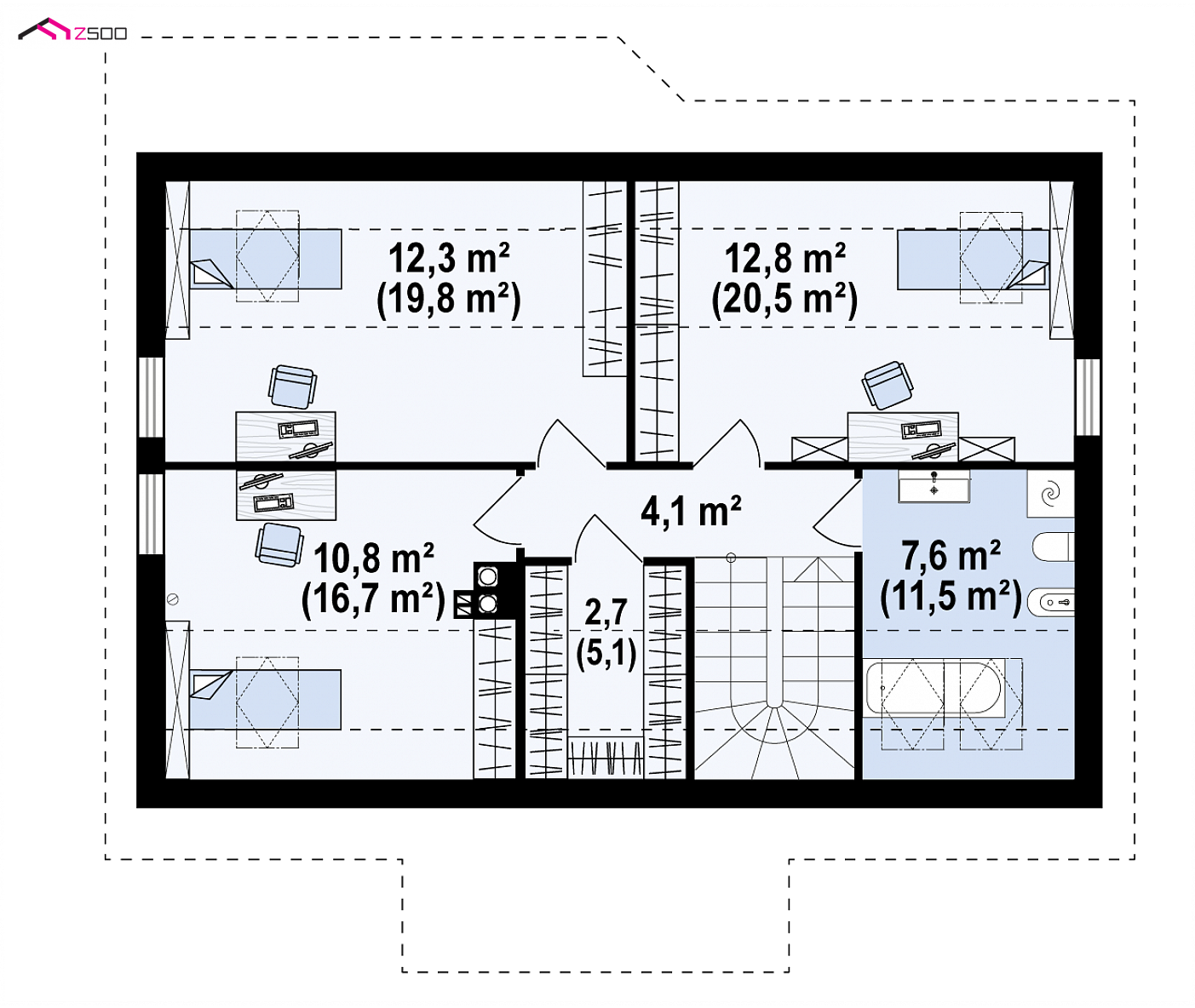 Home project - Nieduży, funkcjonalny, ekonomiczny dom z poddaszem użytkowym.