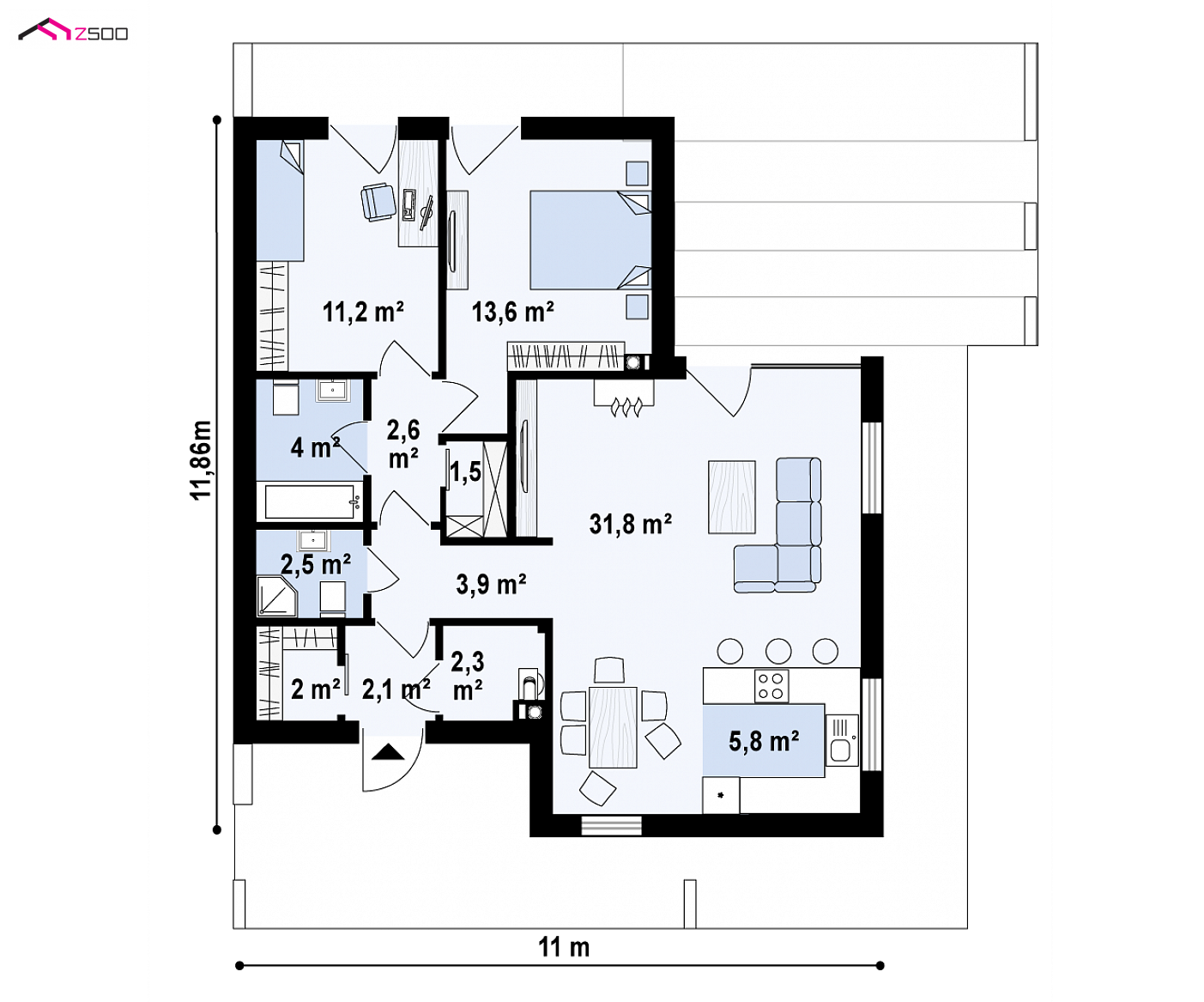 Home project - A modern one-story house with usable space, around 900 sqft