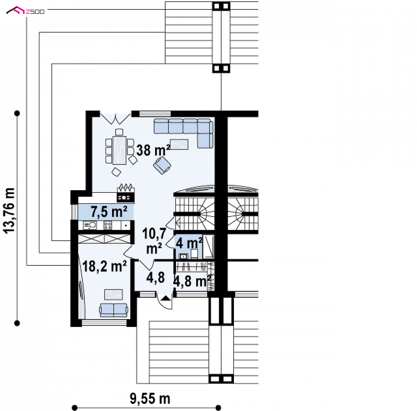 Home project - Segment do zabudowy bliźniaczej lub szeregowej z podpiwniczeniem oraz tarasem.