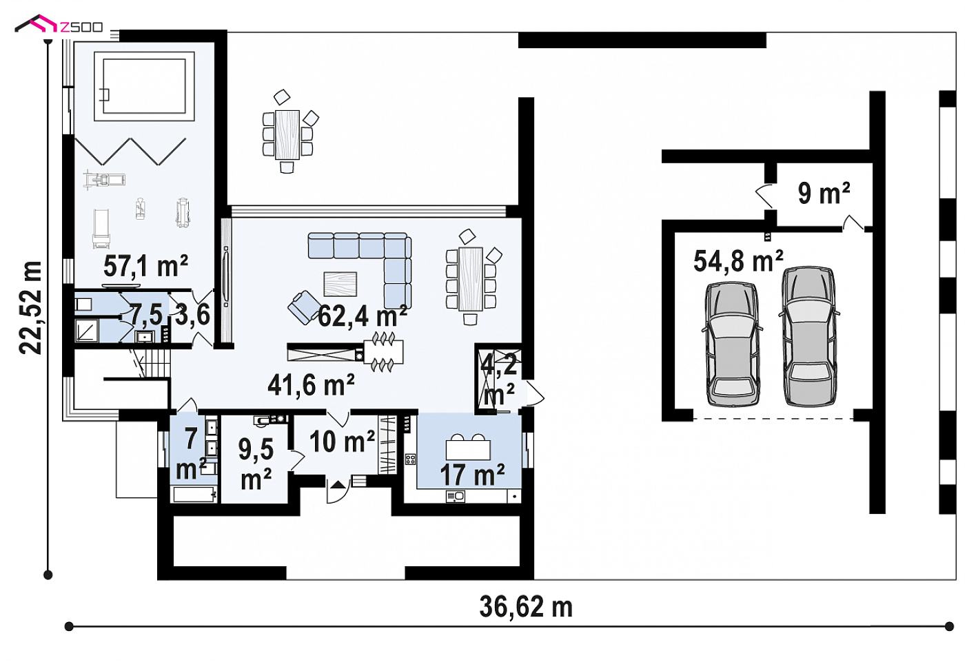 Home project - Nowoczesna rezydencja z częścią dzienną, nocną oraz rekreacyjną.