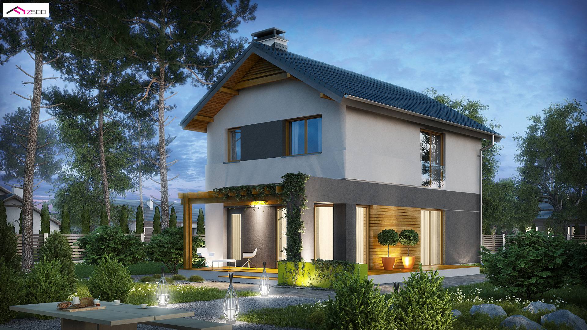 Home project - Piętrowy dom ze sporym pomieszczeniem gospodarczym, także na wąską działkę.