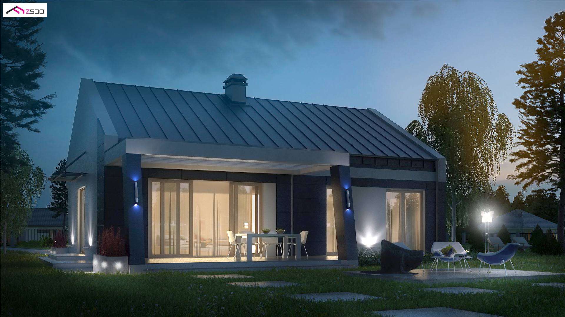 Home project - Mały, tani w wykonaniu, parterowy dom, z dwiema wygodnymi sypialniami.