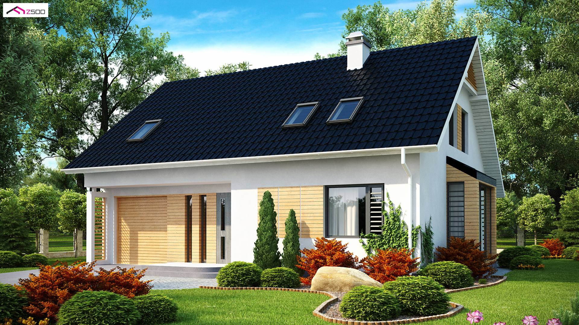 Home project - Kompaktowy dom z garażem i wykuszem, ekonomiczny w budowie.
