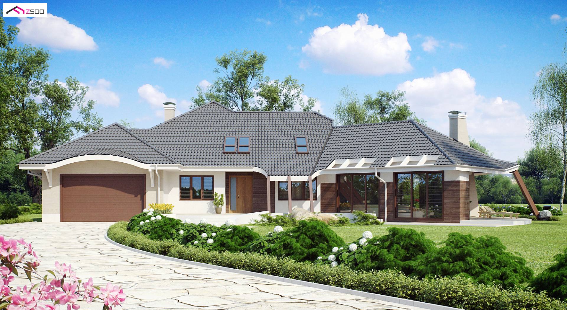 Home project - Rezydencja z poddaszem, antresolą oraz garażem, dwustanowiskowym.