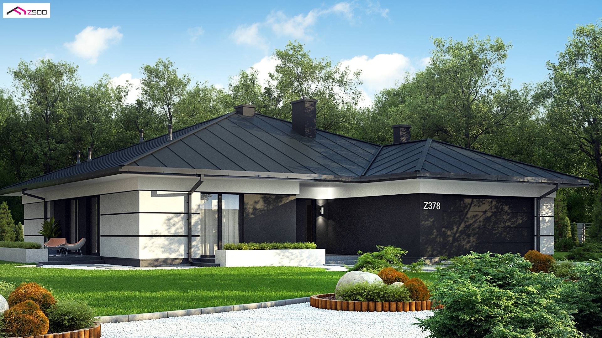 Home project - Parterowy dom z garażem dwustanowiskowym.