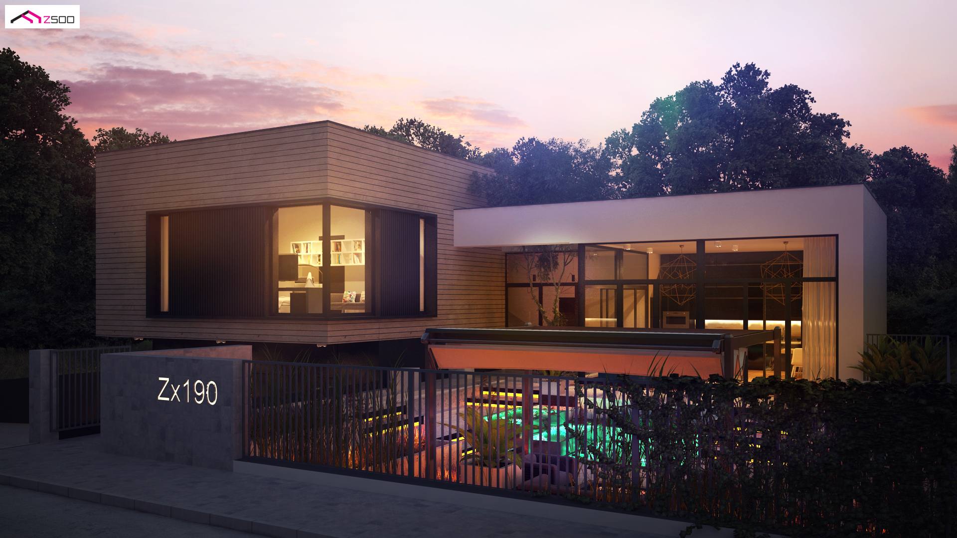 Home project - Nowoczesny dom z salonem usytuowanym na frontową elewacje i garażem podziemnym