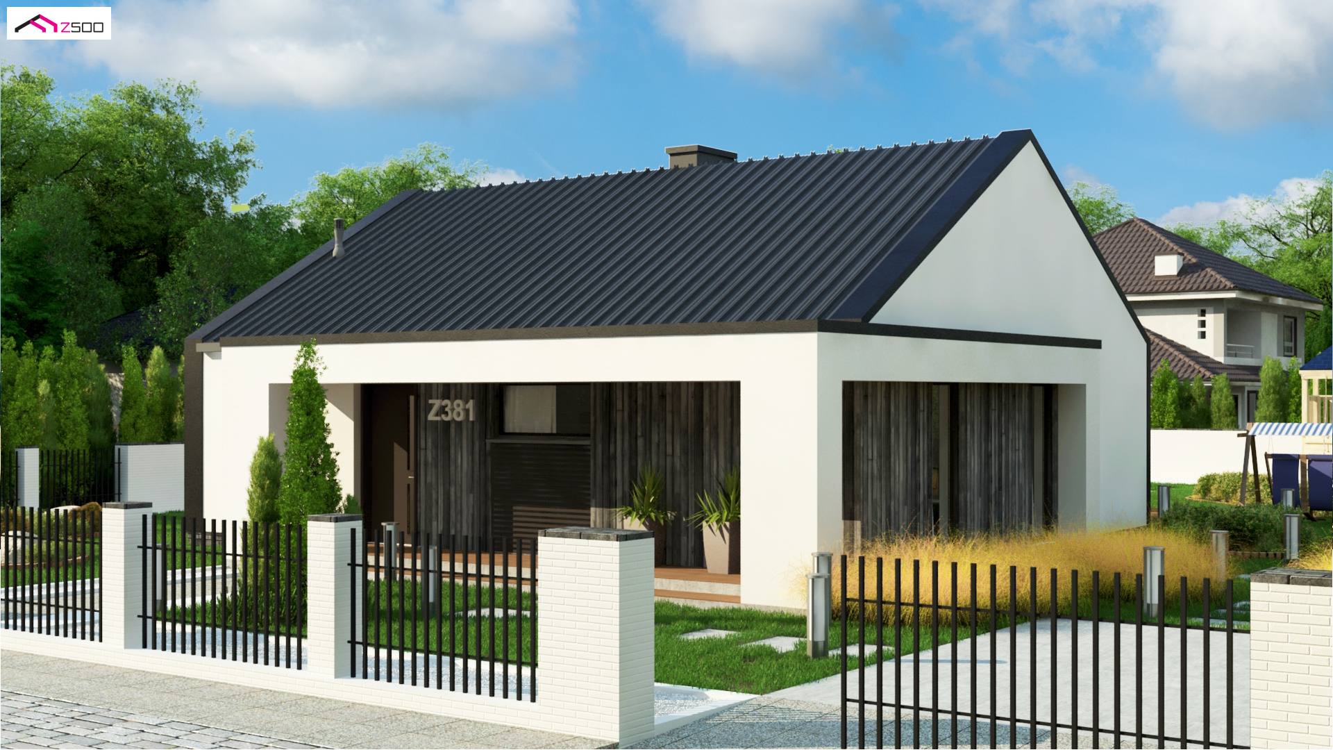 Home project - Parterowy dom z dachem 2spadowym oraz 3 sypialniami na 100m2.