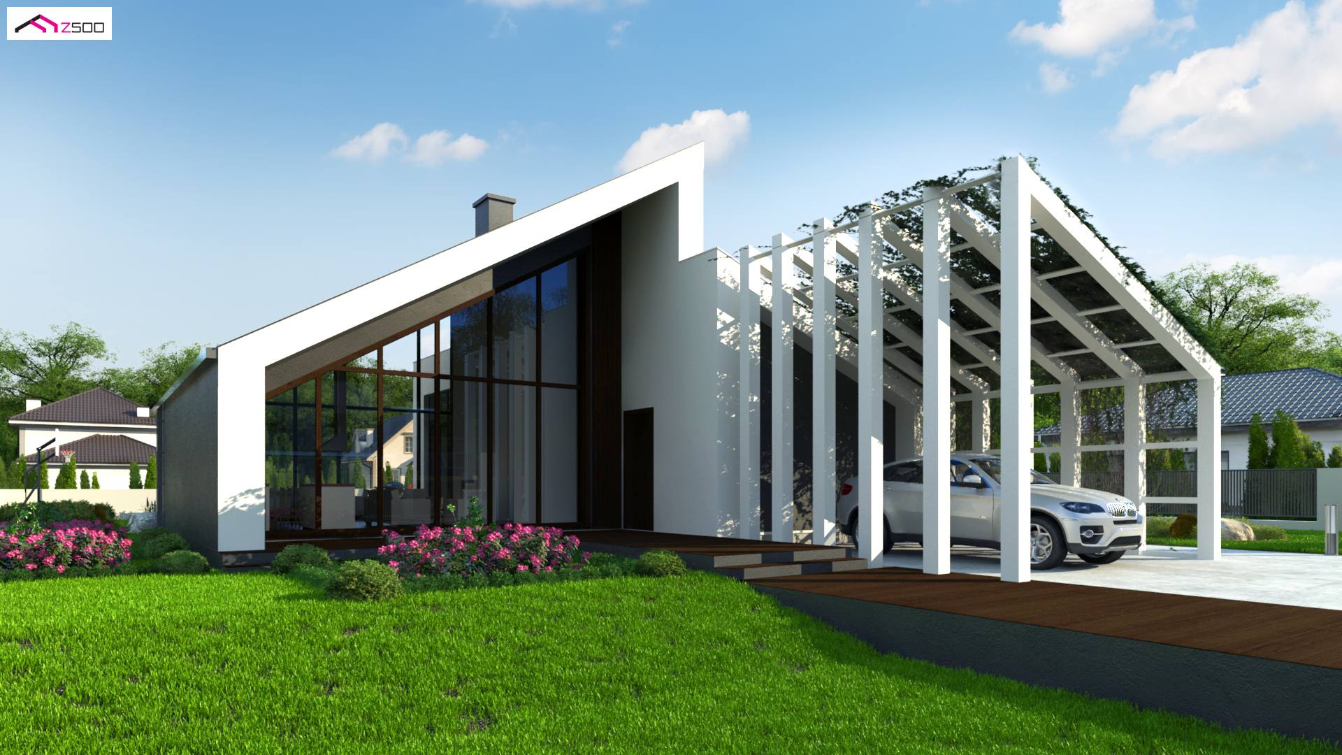 Home project - A modern house with a spacious living room and large glazing