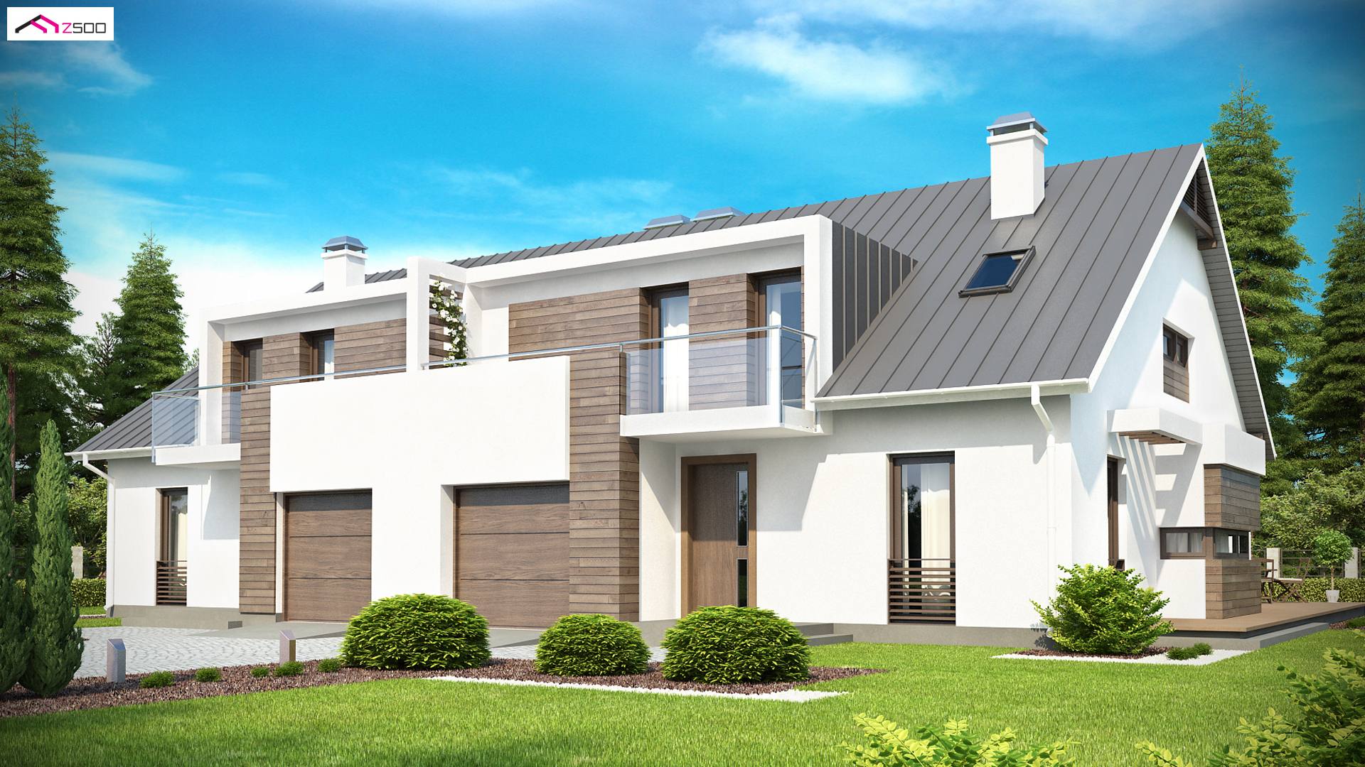 Home project - Dom z garażem do zabudowy bliźniaczej, z poddaszem i 4 wygodnymi sypialniami.