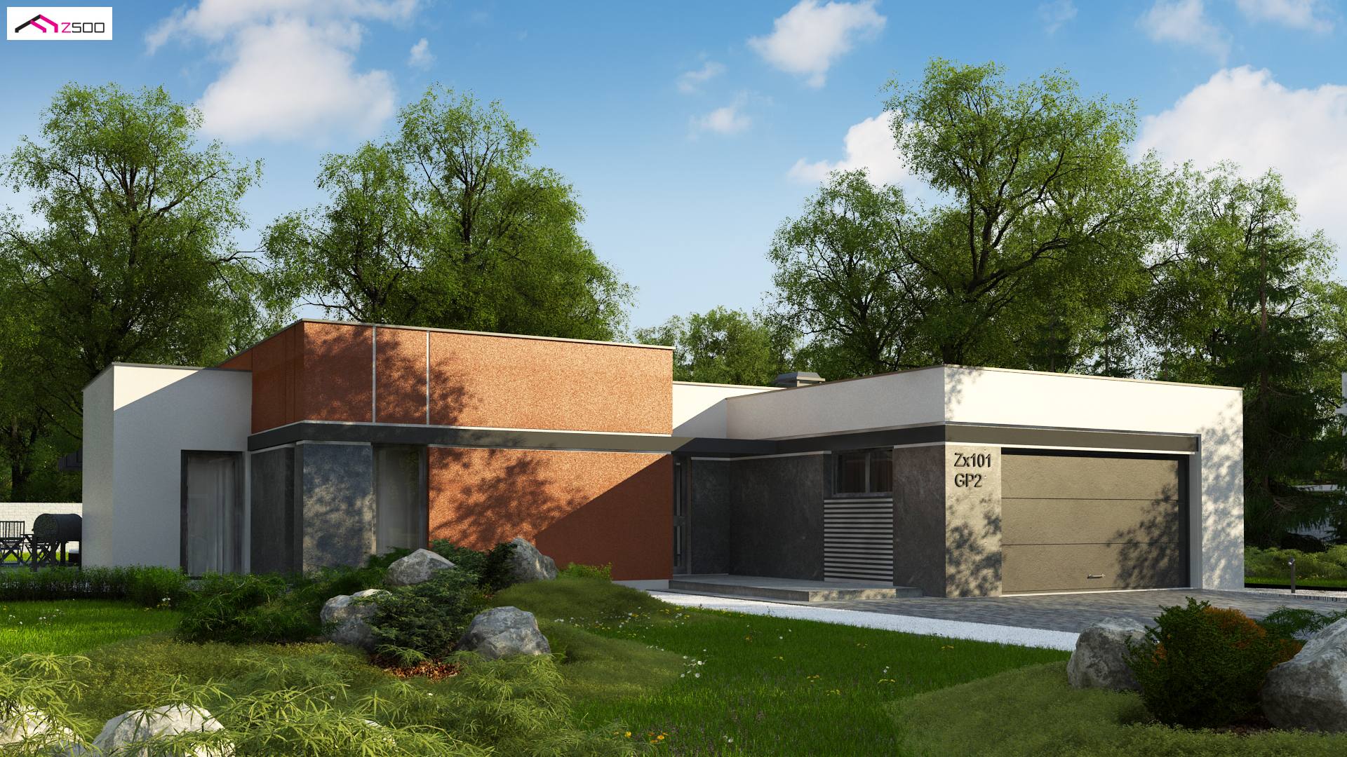 Home project - z garażem dwustanowiskowym po prawej stronie