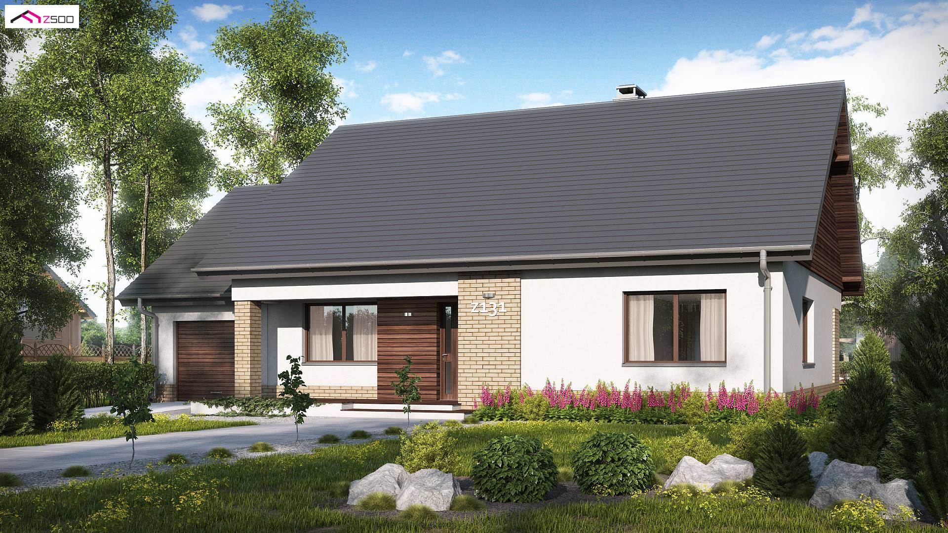 Home project - Wygodny parterowy dom z garażem oraz opcją adaptacji poddasza na użytkowe.