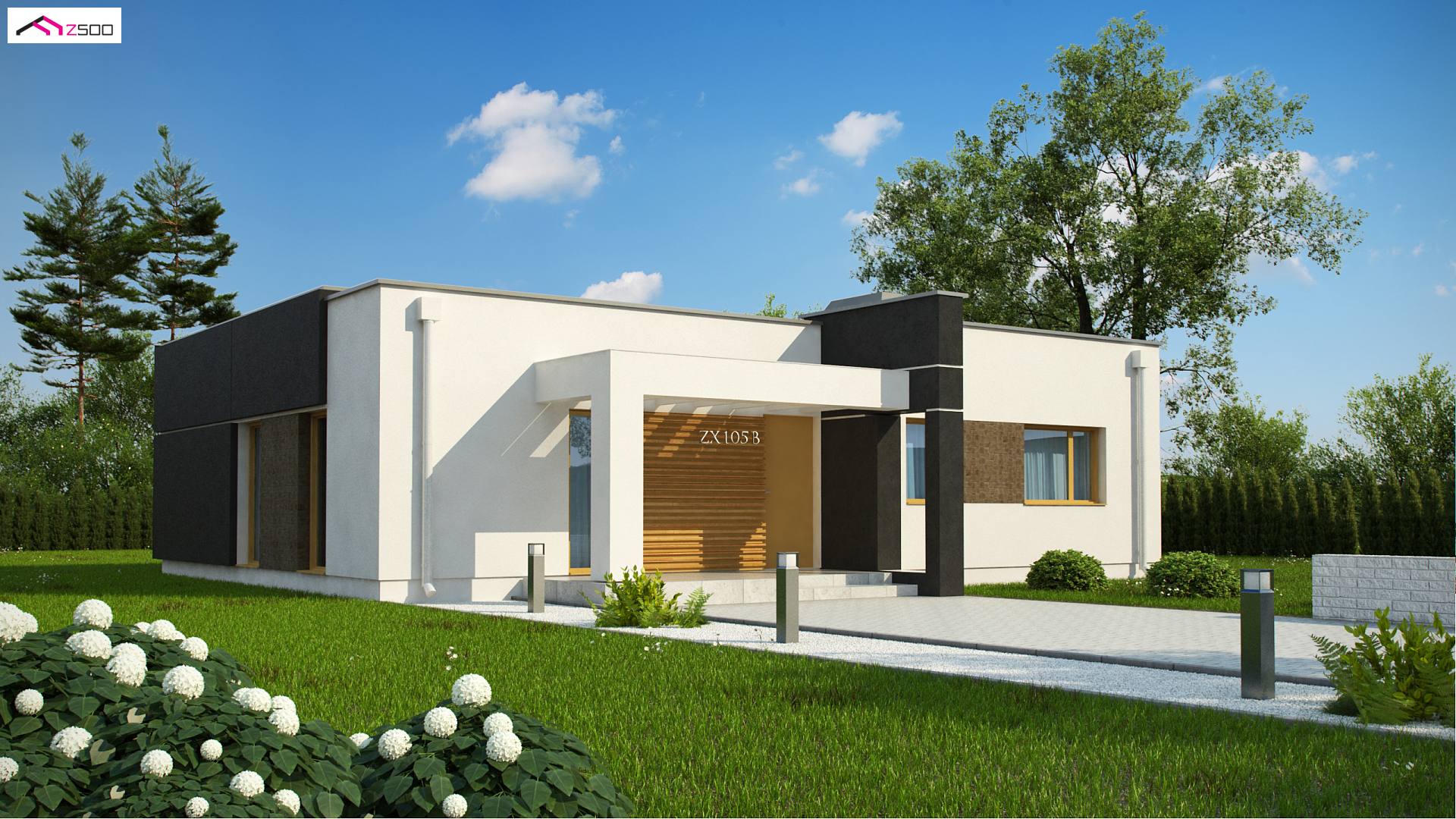 Home project - Kompaktowy dom w nowoczesnym stylu z trzema pokojami oraz własnymi garderobami.