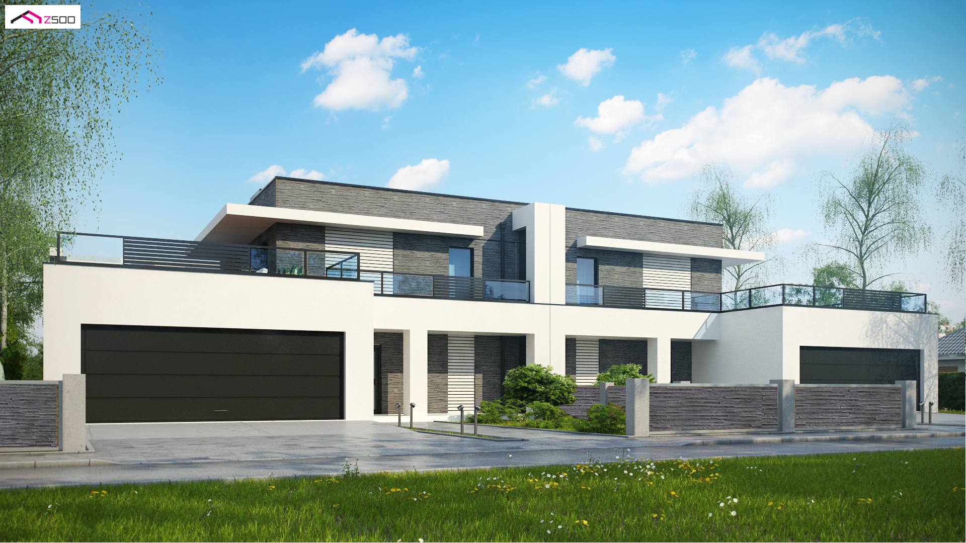 Home project - Nowoczesna zabudowa bliźniacza z dwoma osobnymi mieszkaniami oraz garażem