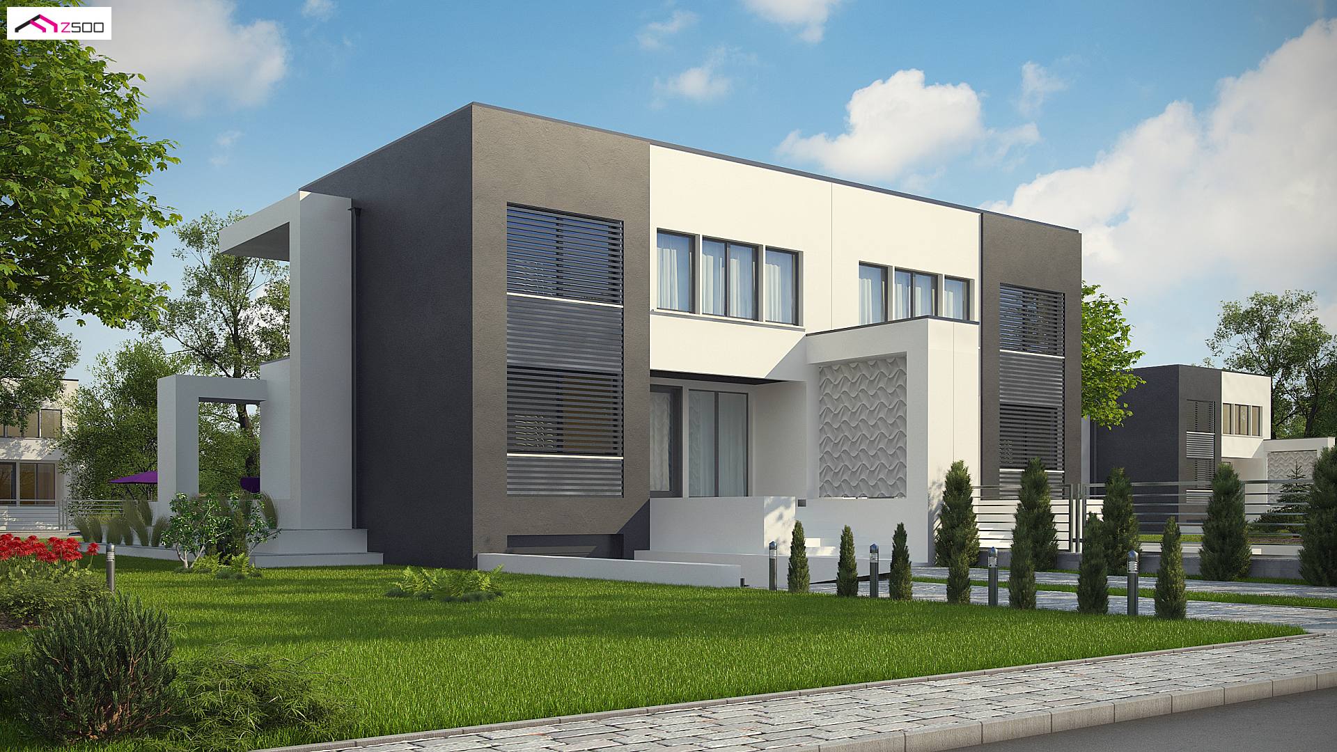 Home project - Segment do zabudowy bliźniaczej lub szeregowej z podpiwniczeniem oraz tarasem.