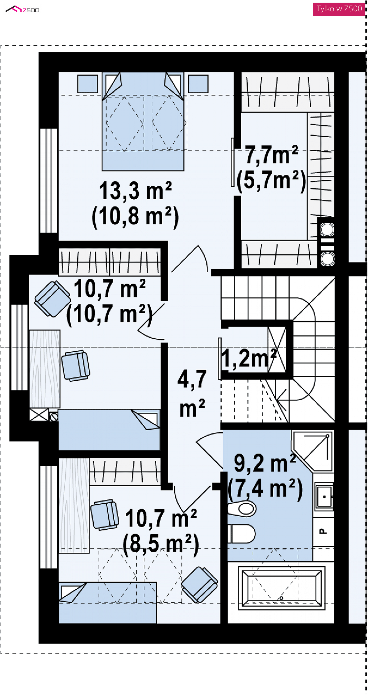 Home project - Tradycyjny bliźniak o powierzchni 108m2 z gabinetem na parterze i 3 sypialniami.